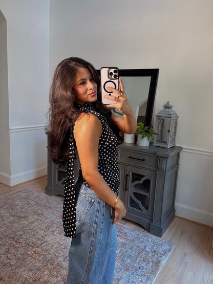 Parisian Polka Dot Scarf Top