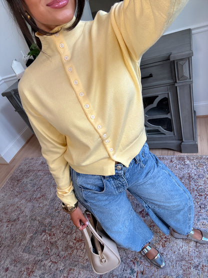 Dalilah Yellow Mockneck Cardigan