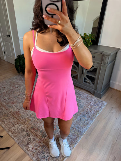 Hot Pink Active Romper Dress