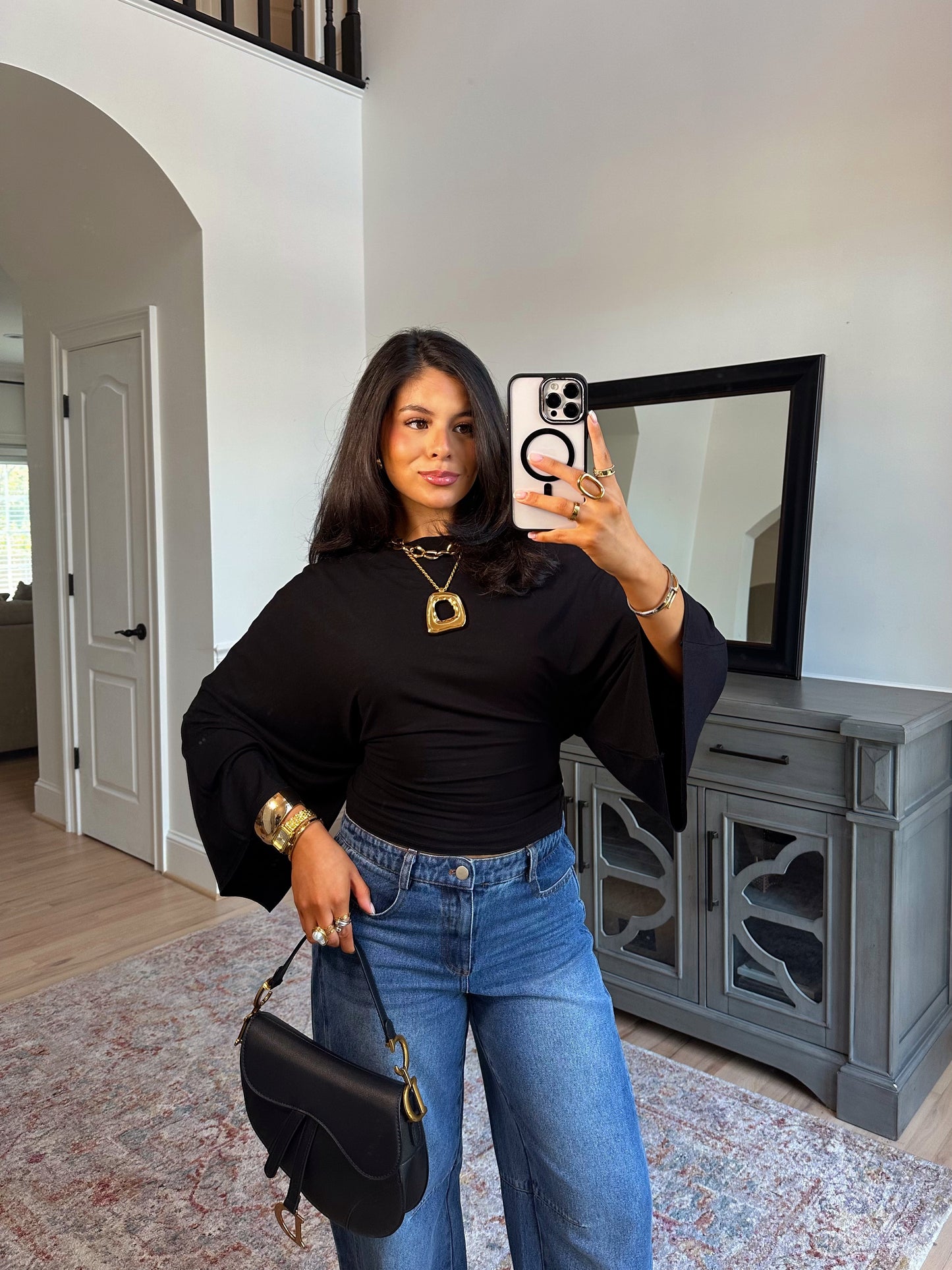 Tessa Black Dolman Top