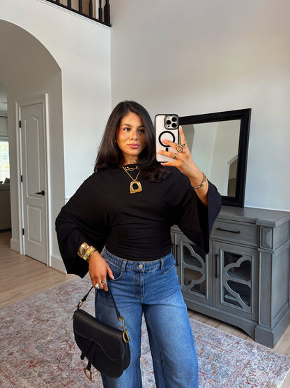 Tessa Black Dolman Top