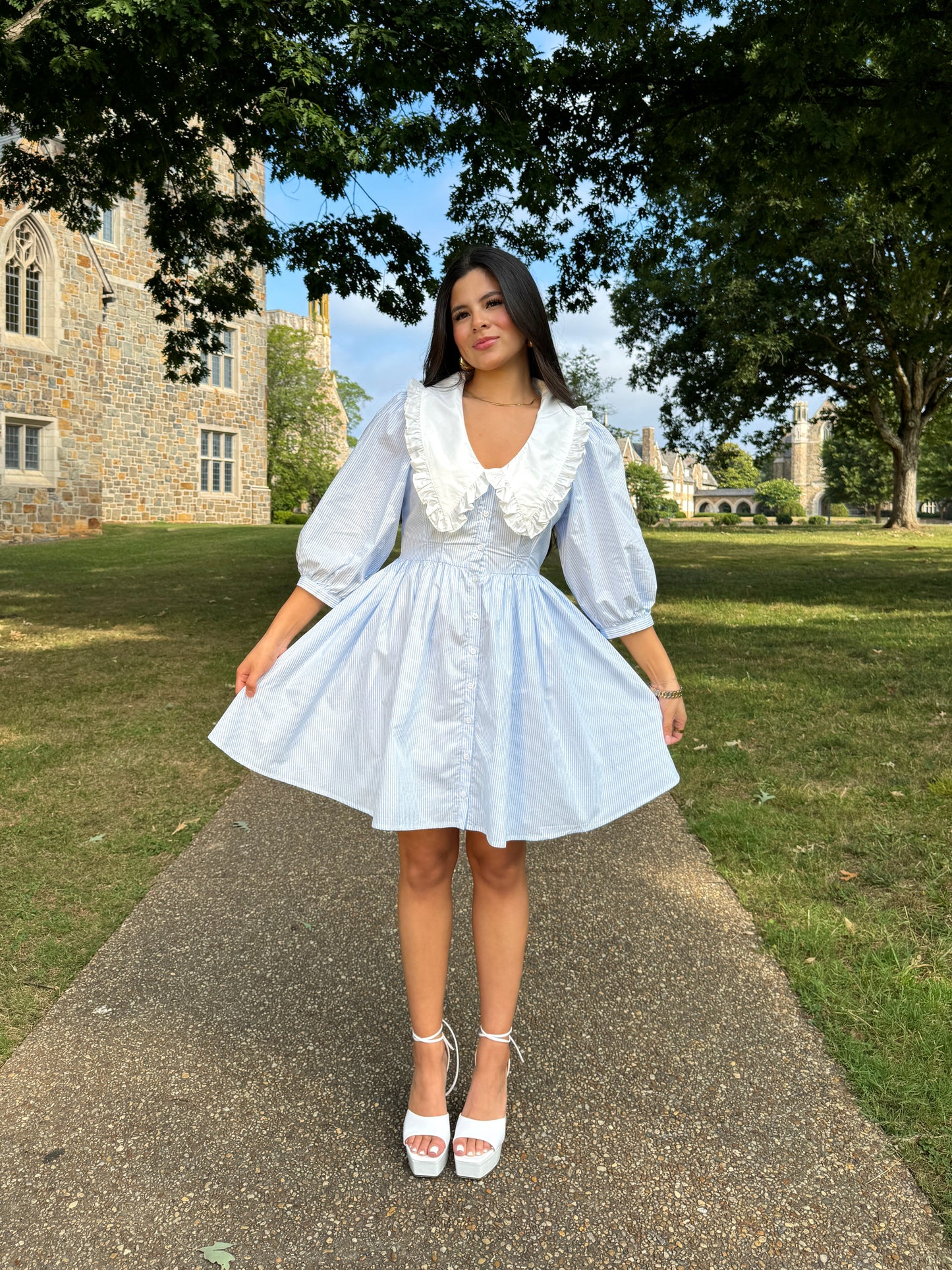 Southern Belle Baby Blue Striped Dress