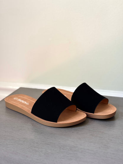 Black Slip-On Sandals