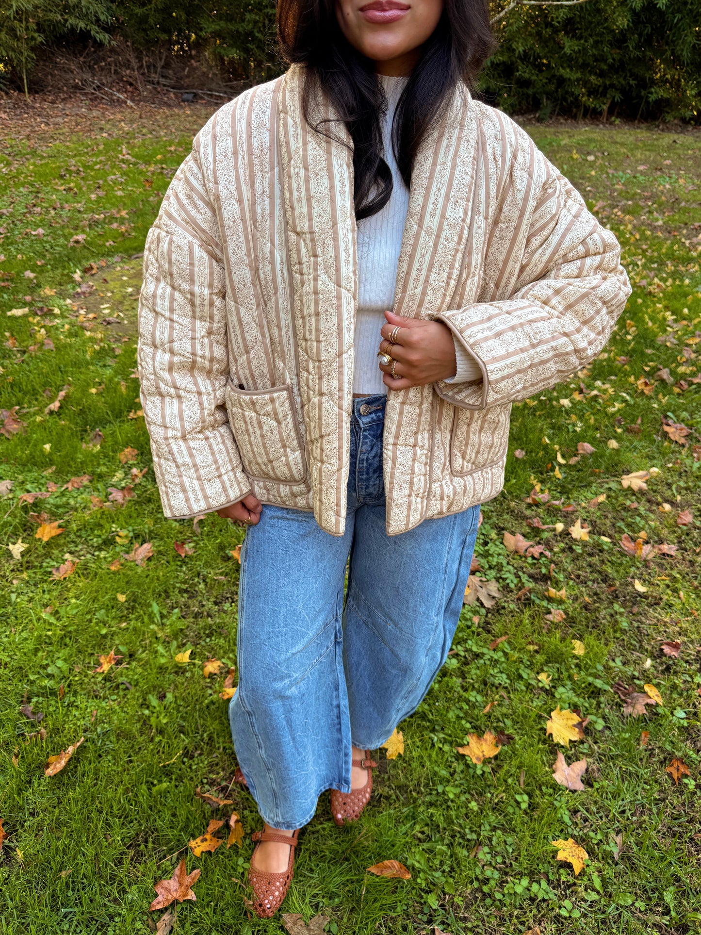 Leaves Are Falling Puff Quilted Jacket
