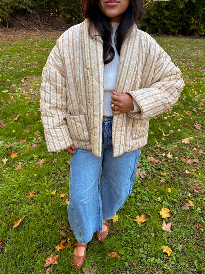 Leaves Are Falling Puff Quilted Jacket