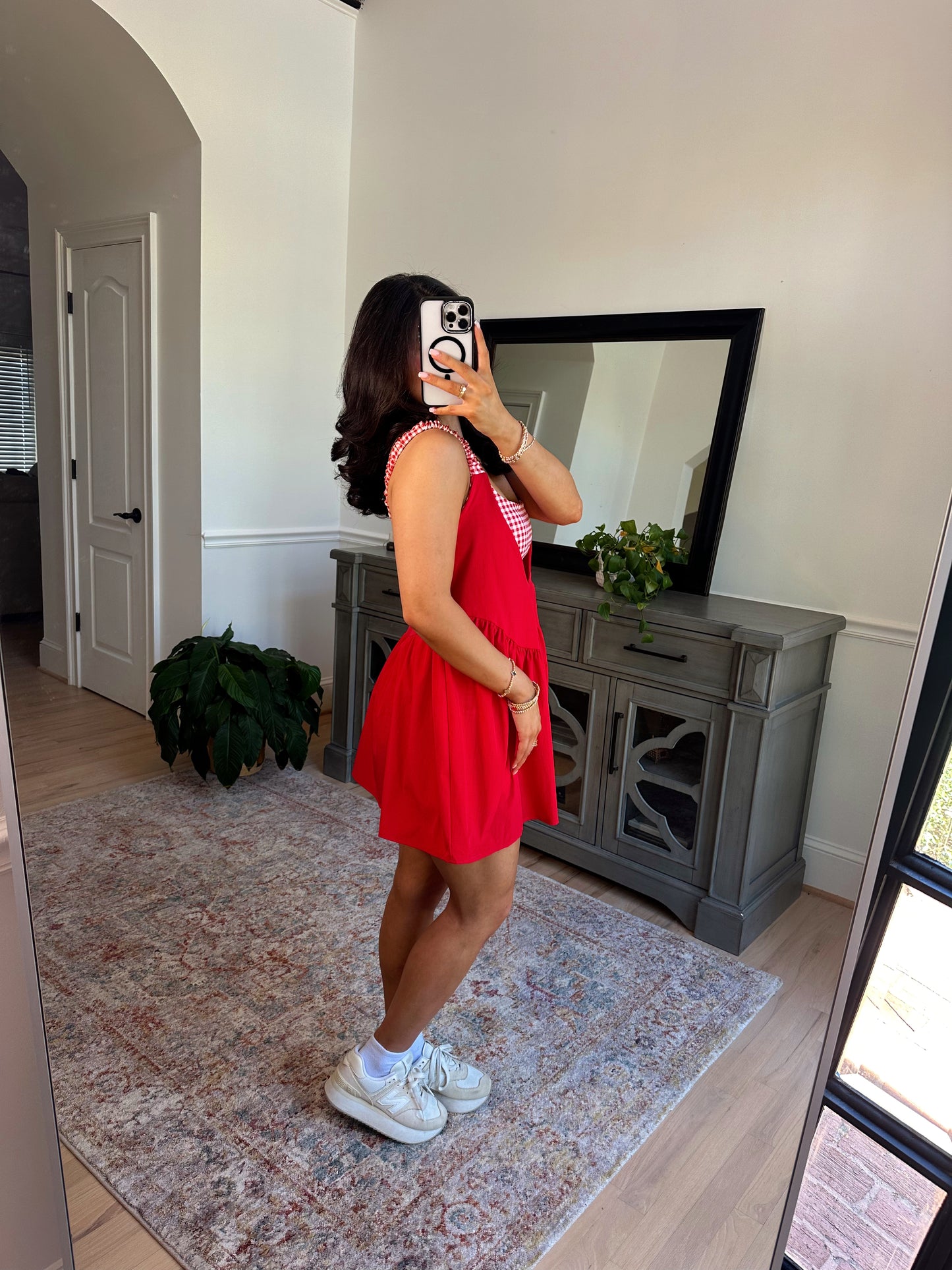 Cherry Gingham Active Romper Dress