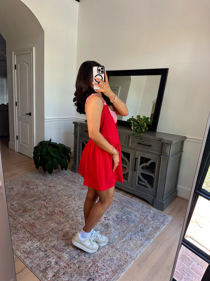 Cherry Gingham Active Romper Dress