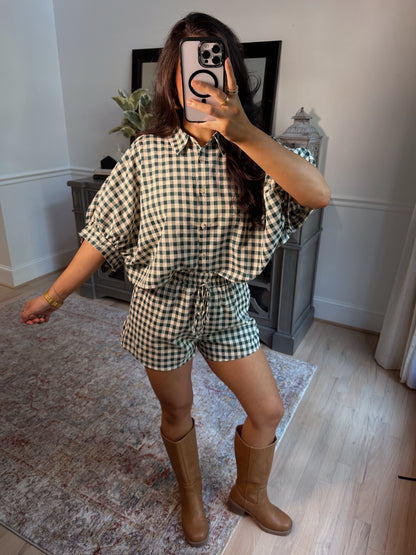 Emilia Green Gingham Set