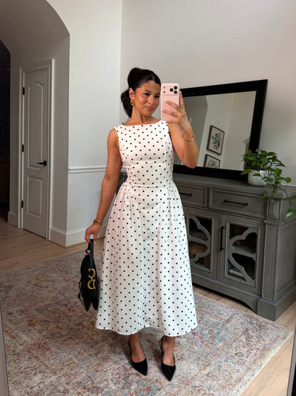 Old Money Polka Dot Midi Dress