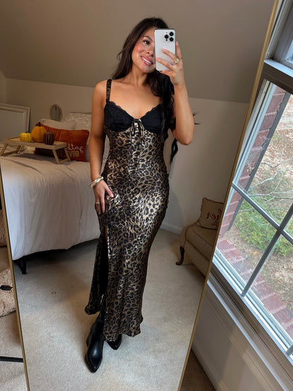 Black Lace Shimmer Leopard Dress