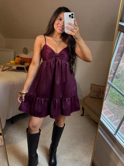 Plum Bow Babydoll Dress