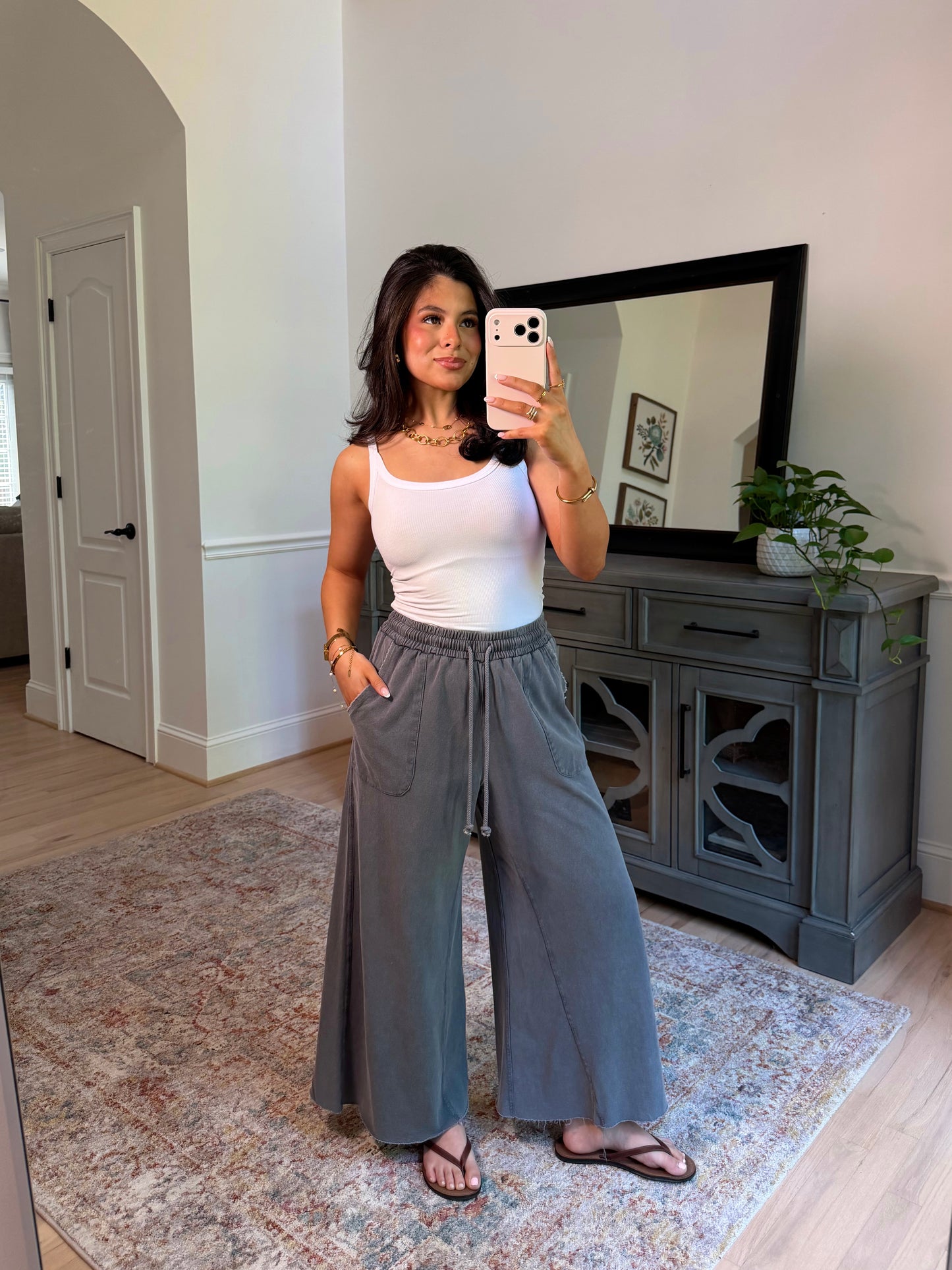Ash Cropped Wide Leg Pants