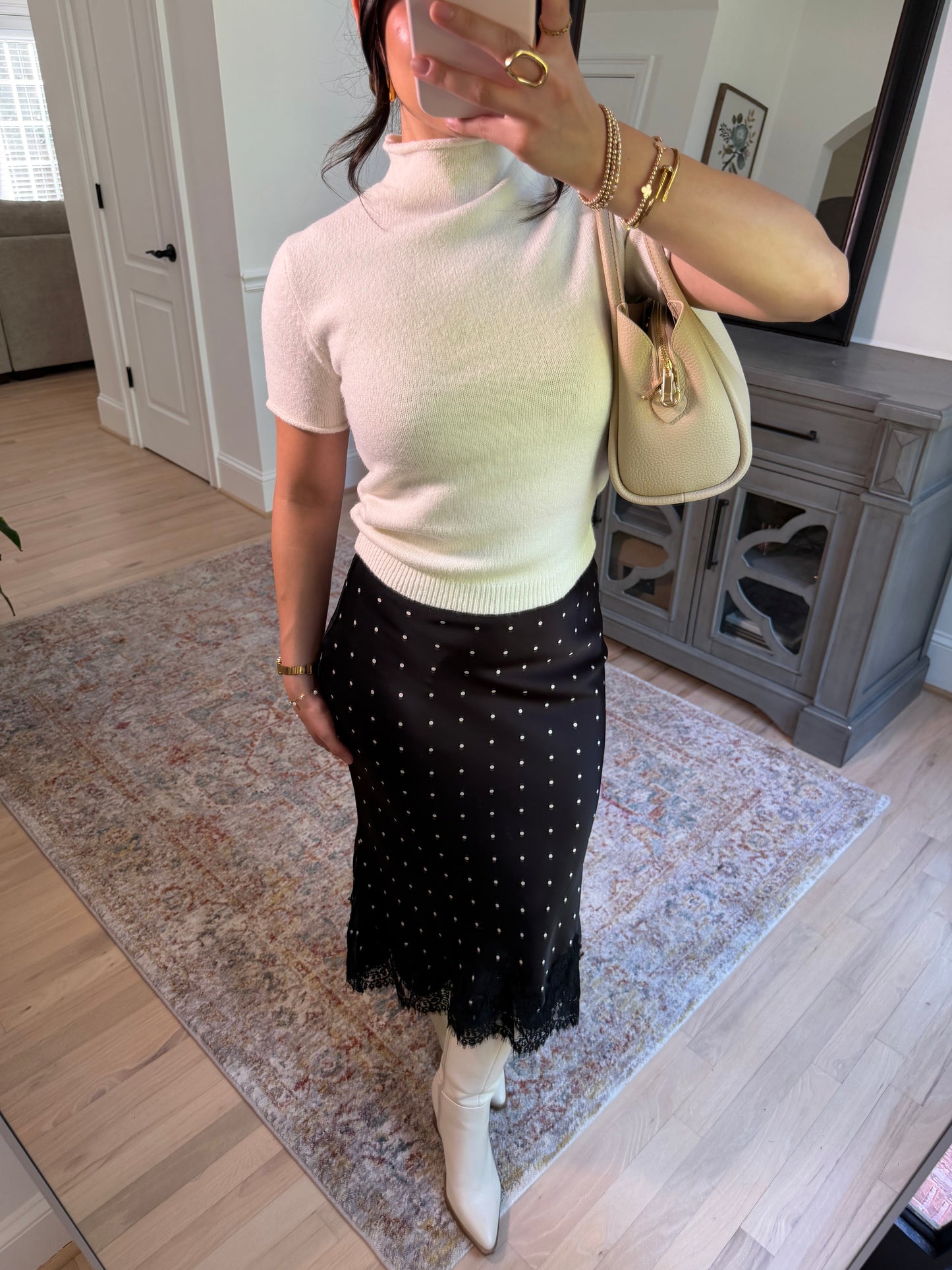 Parisian Polka Dot Satin Lace Skirt