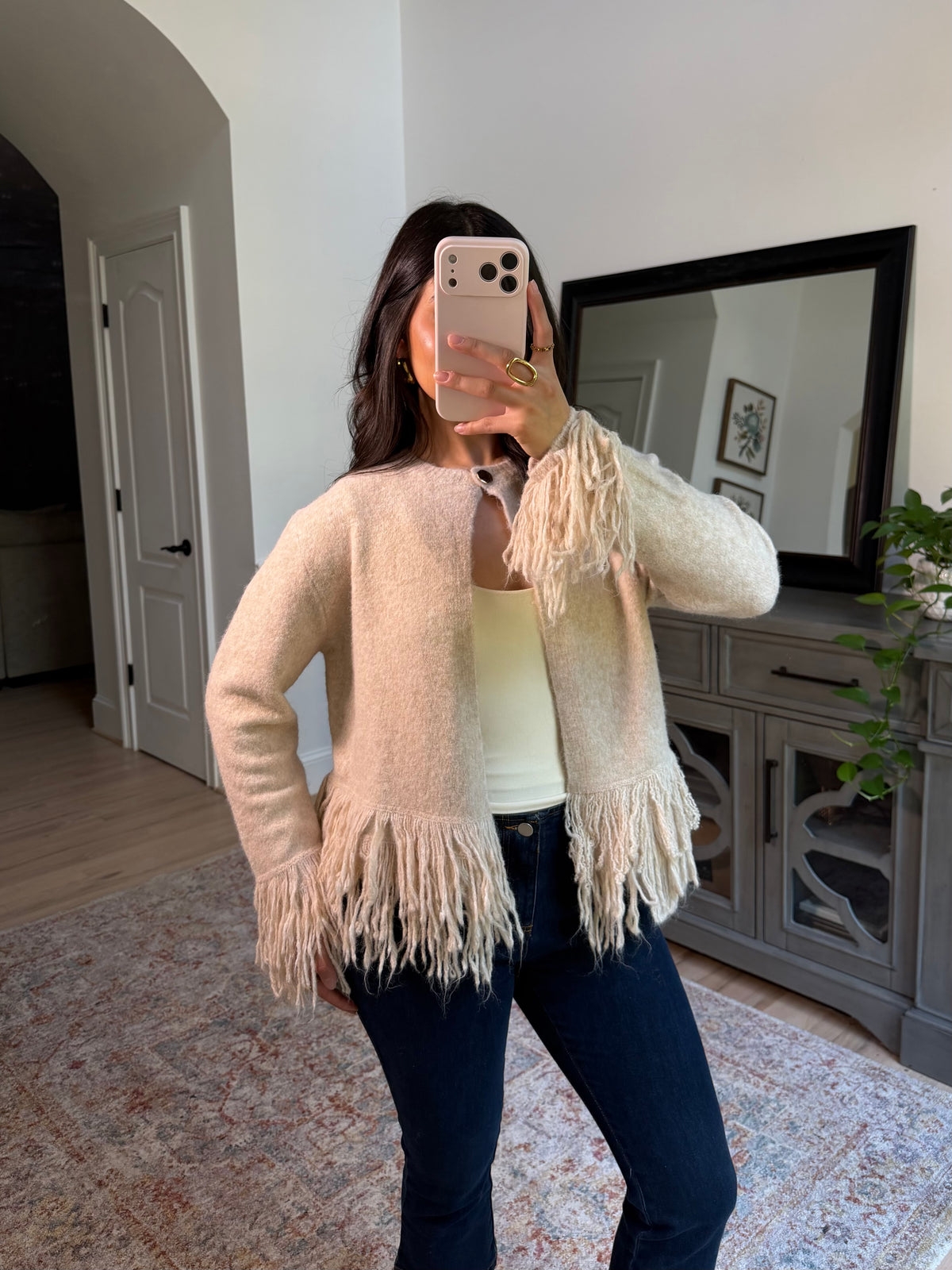 Oatmeal Fringe Cardigan
