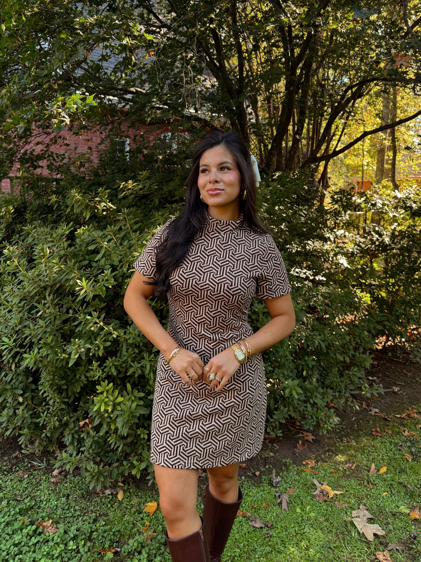 Hazelnut Geometric Dress