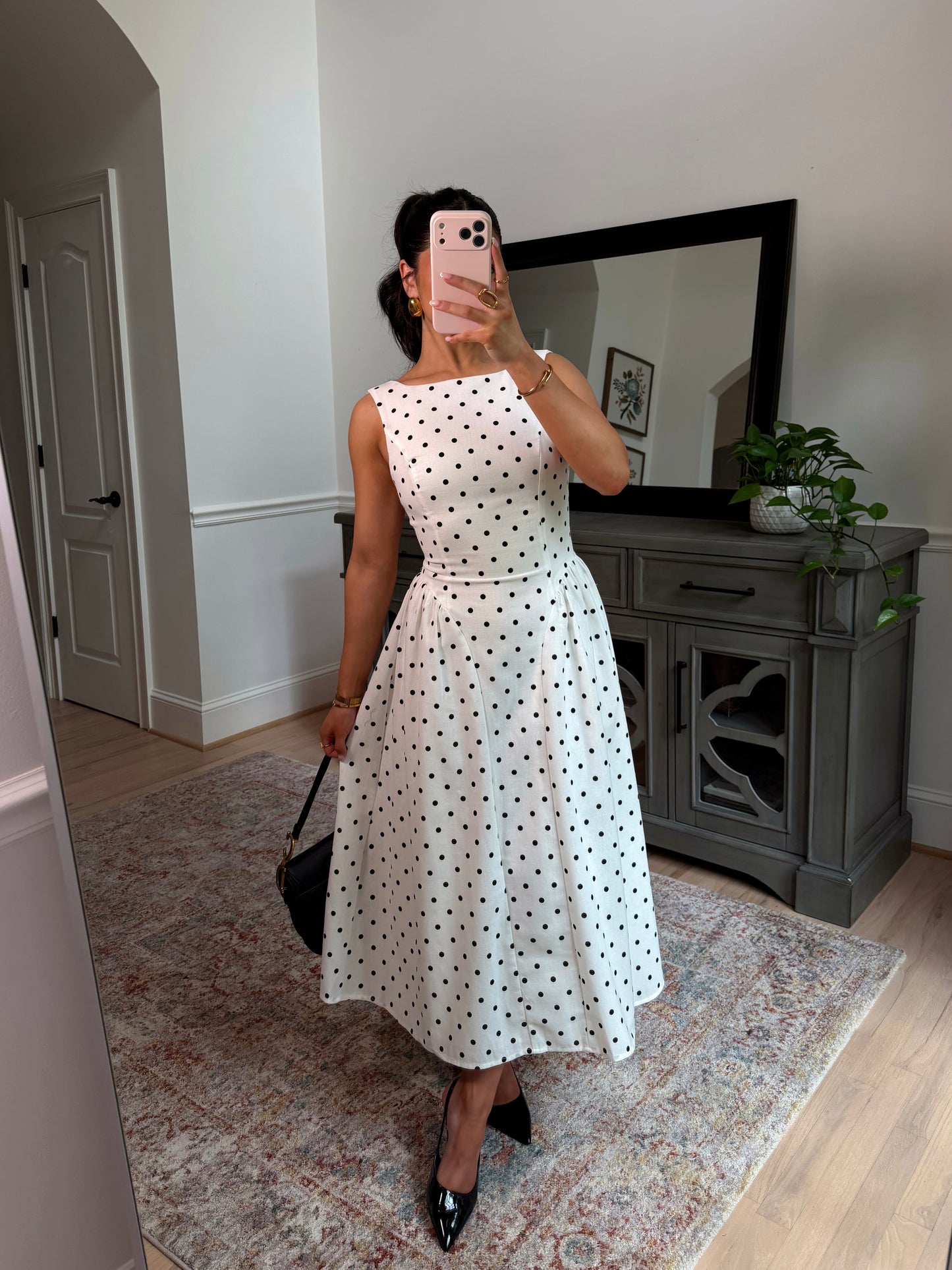 Old Money Polka Dot Midi Dress
