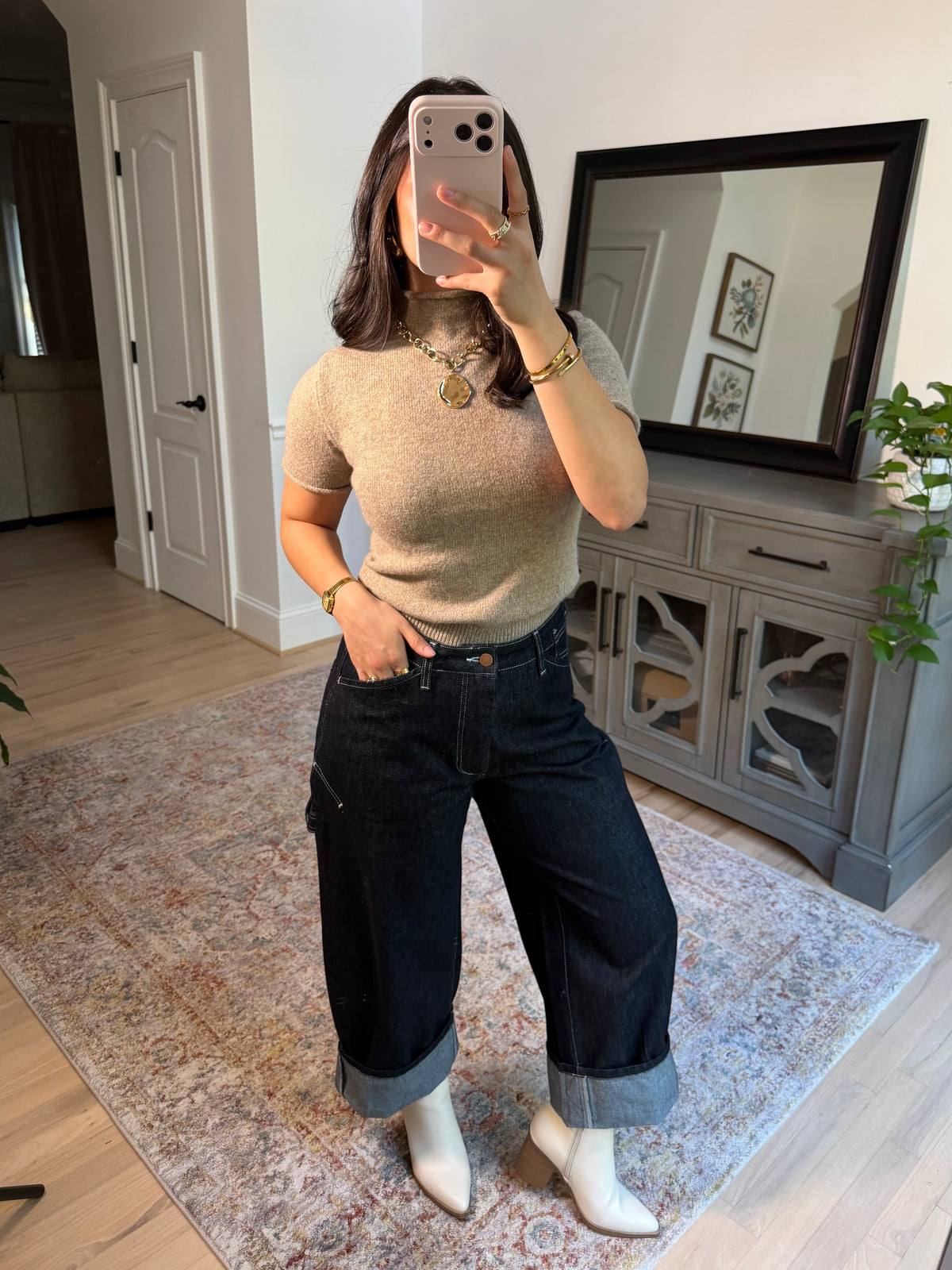 Cynthia Cargo Dark Denim Jeans