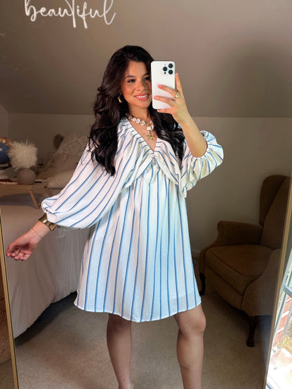 Coastal Stripe V-Neck Dress