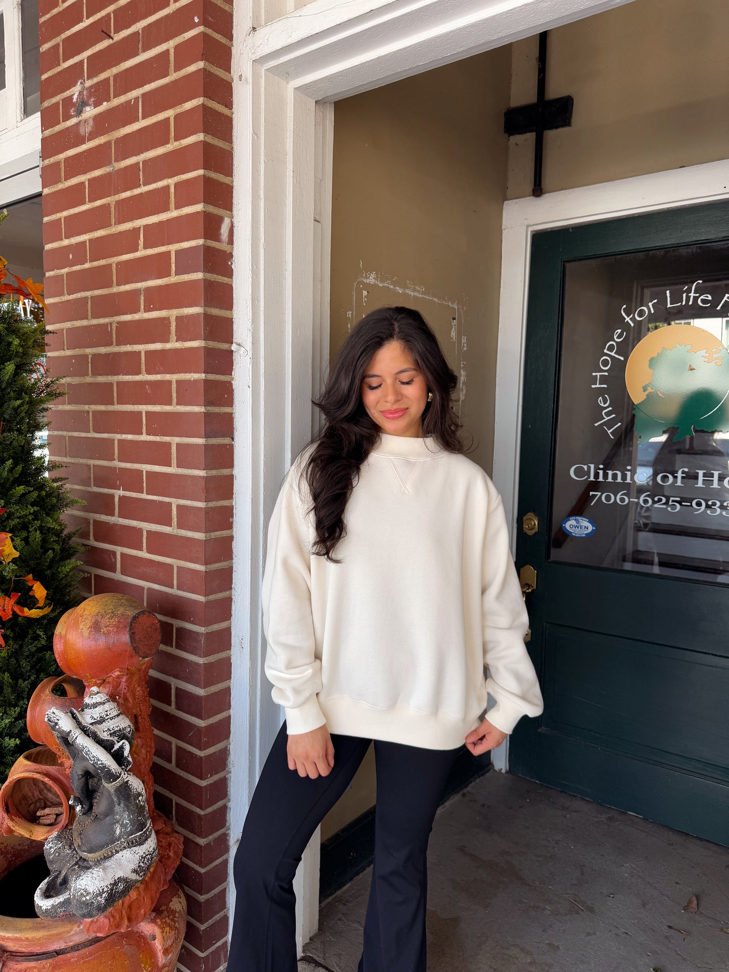 Cream Mockneck Sweatshirt