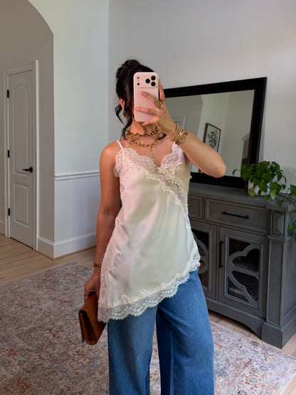 Sienna Cream Satin Lace Top