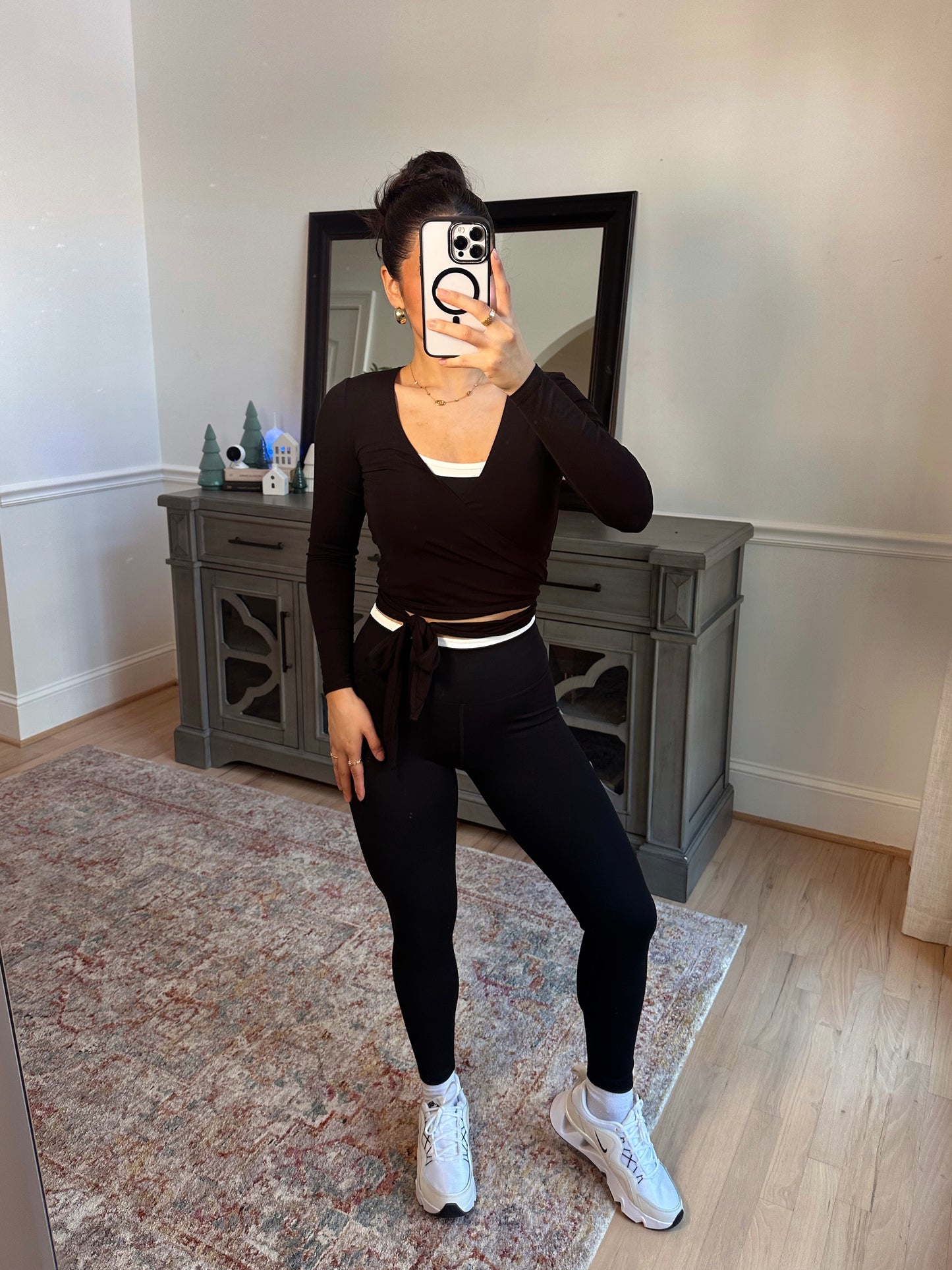 Black Active Wrap Top
