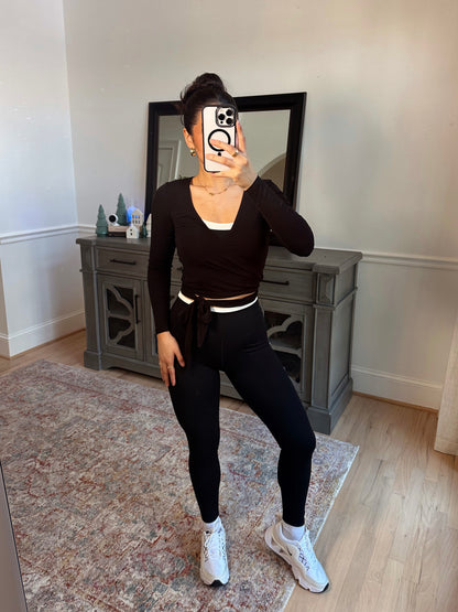 Black Active Wrap Top