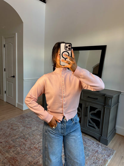 Dalilah Pink Mockneck Cardigan