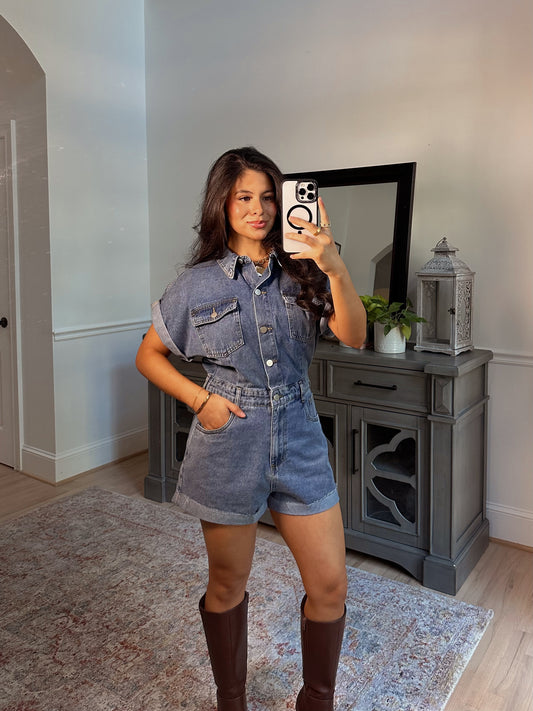 Autumn Days Denim Romper