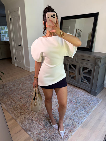 Chic Elegance Ivory Tailored Top