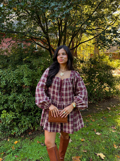 Cranberry Crush Plaid Dress