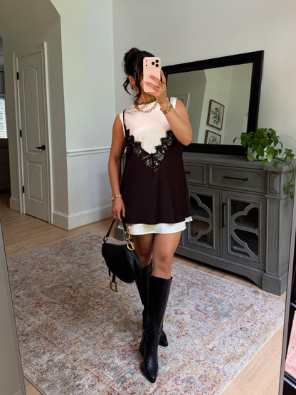 The London Layered Satin Lace Dress