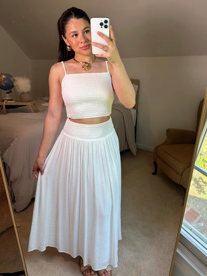 White Smocked Flowy Set