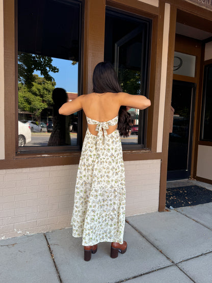 Autumn Florals Open Back Midi Dress