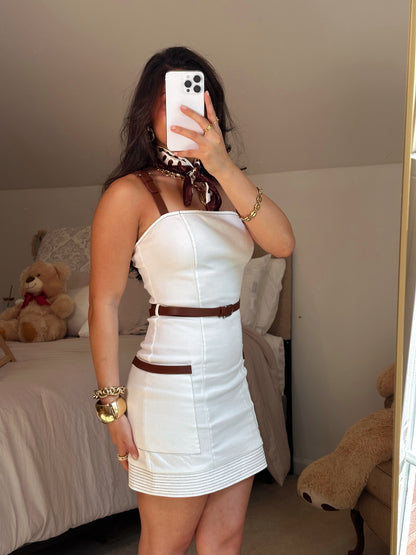 Chic Fall White Denim Dress