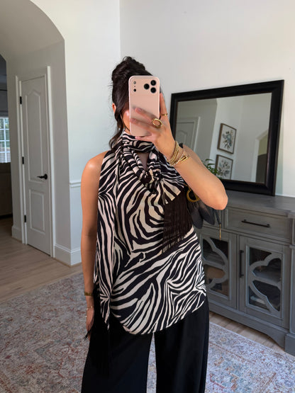 Zebra Fringe Scarp Top