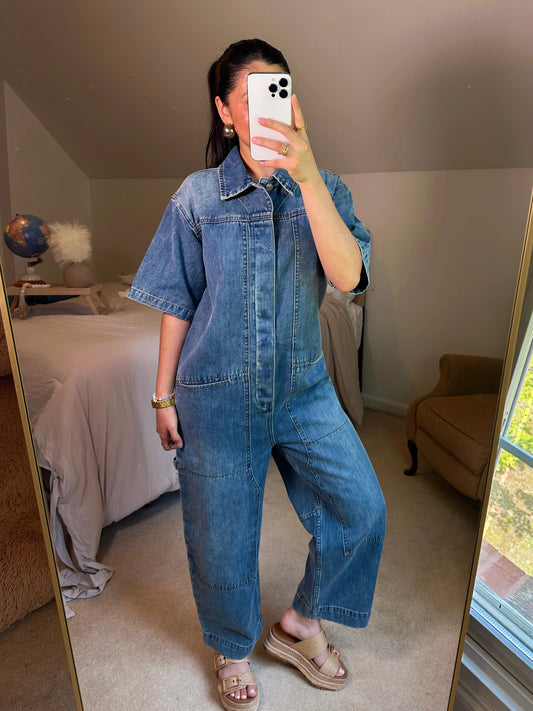 Cargo Oversized Denim Jumpsuit