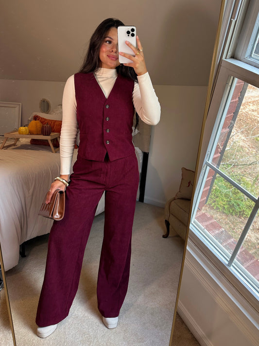 Wine Corduroy Set