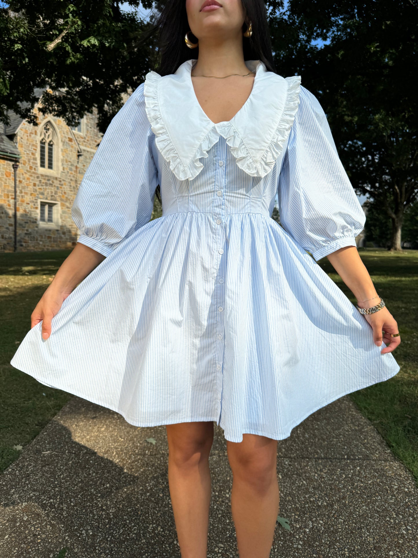 Southern Belle Baby Blue Striped Dress