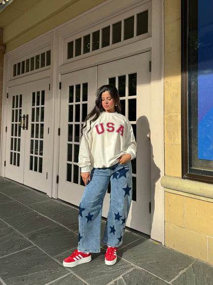 USA Ivory Oversized Sweatshirt