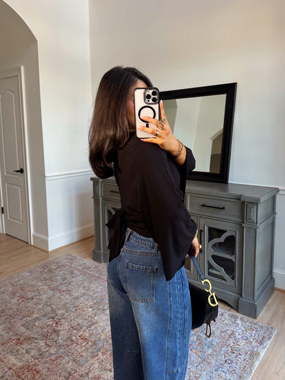 Tessa Black Dolman Top