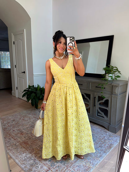 Golden Petals Midi Dress