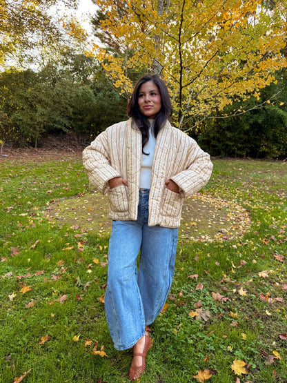 Leaves Are Falling Puff Quilted Jacket