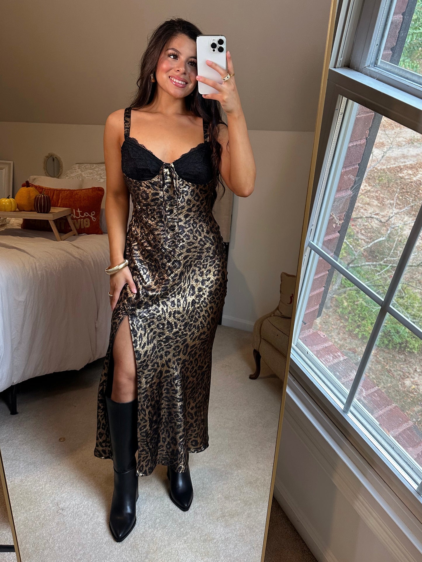 Black Lace Shimmer Leopard Dress