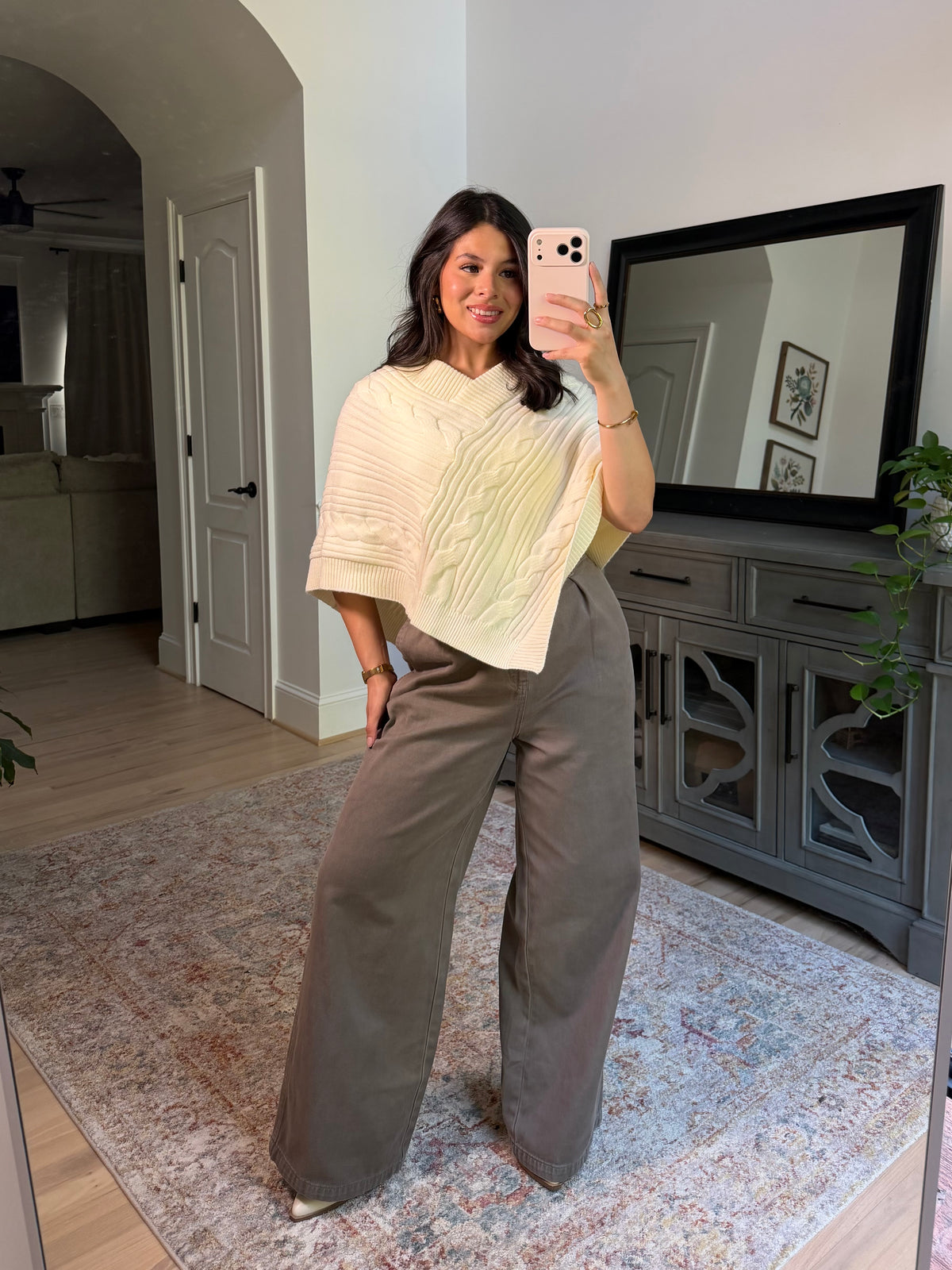 Fall Breeze Cream Knit Poncho