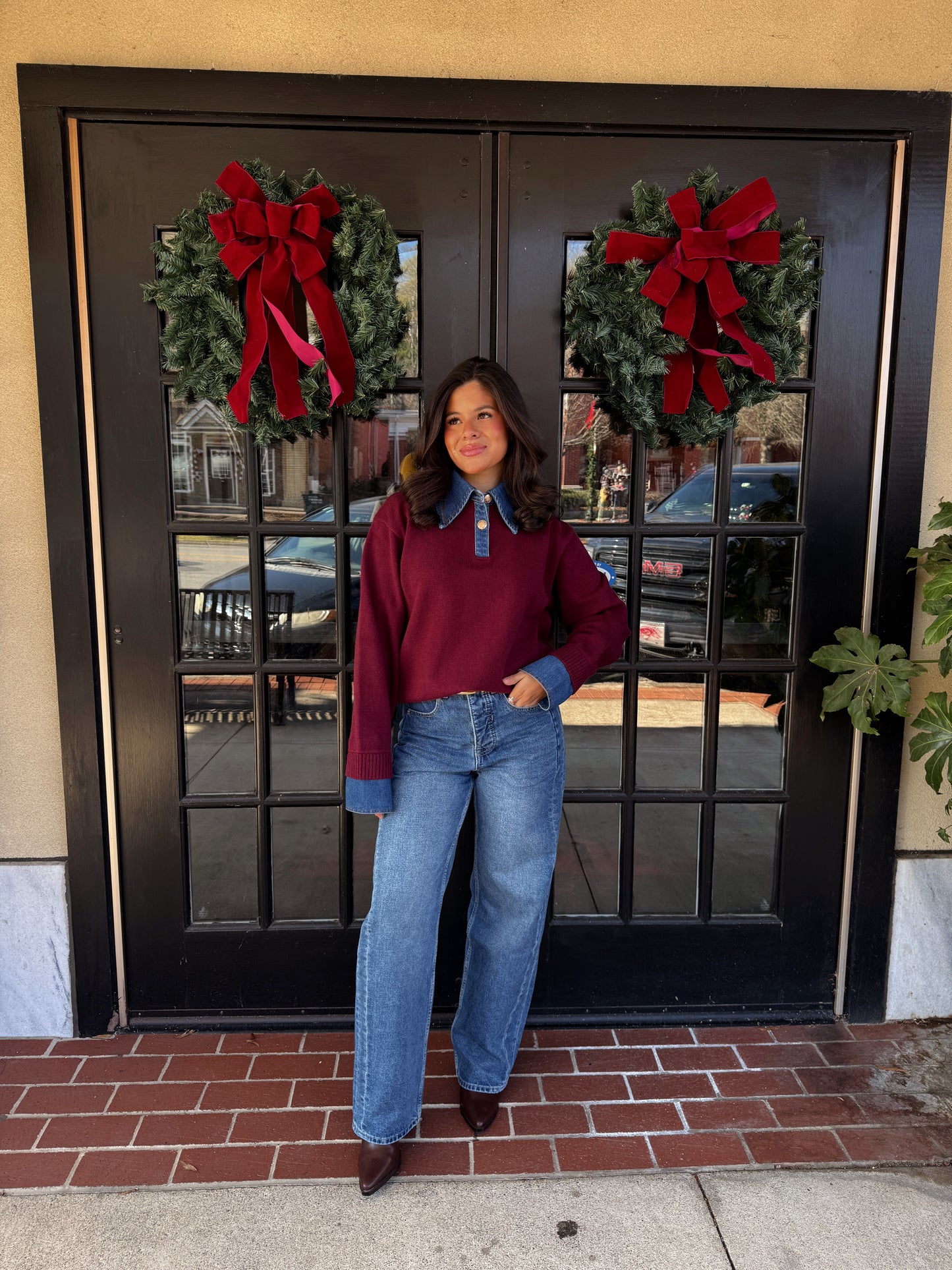 Burgundy Couture Polo Denim Knit