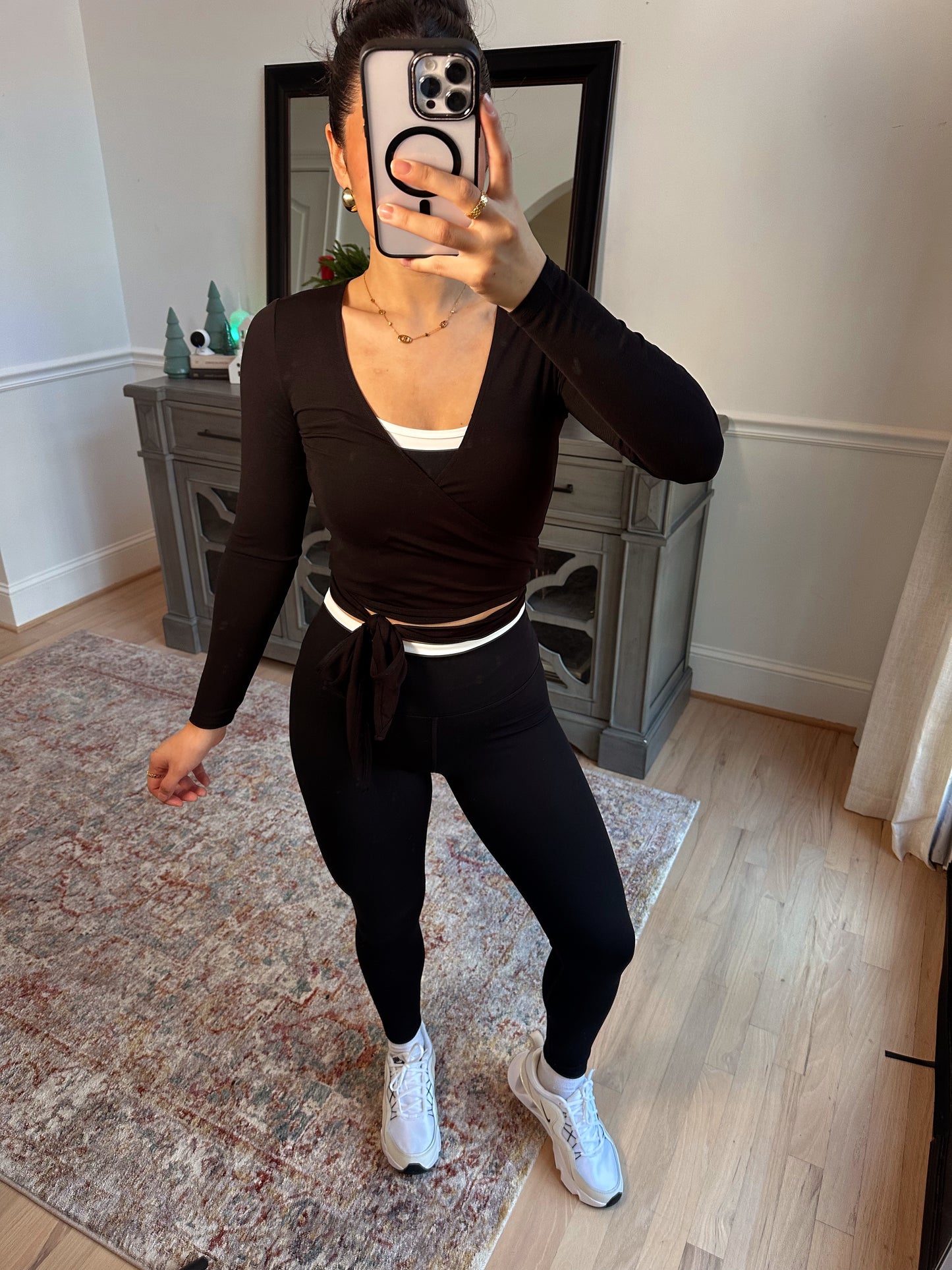 Black Active Wrap Top