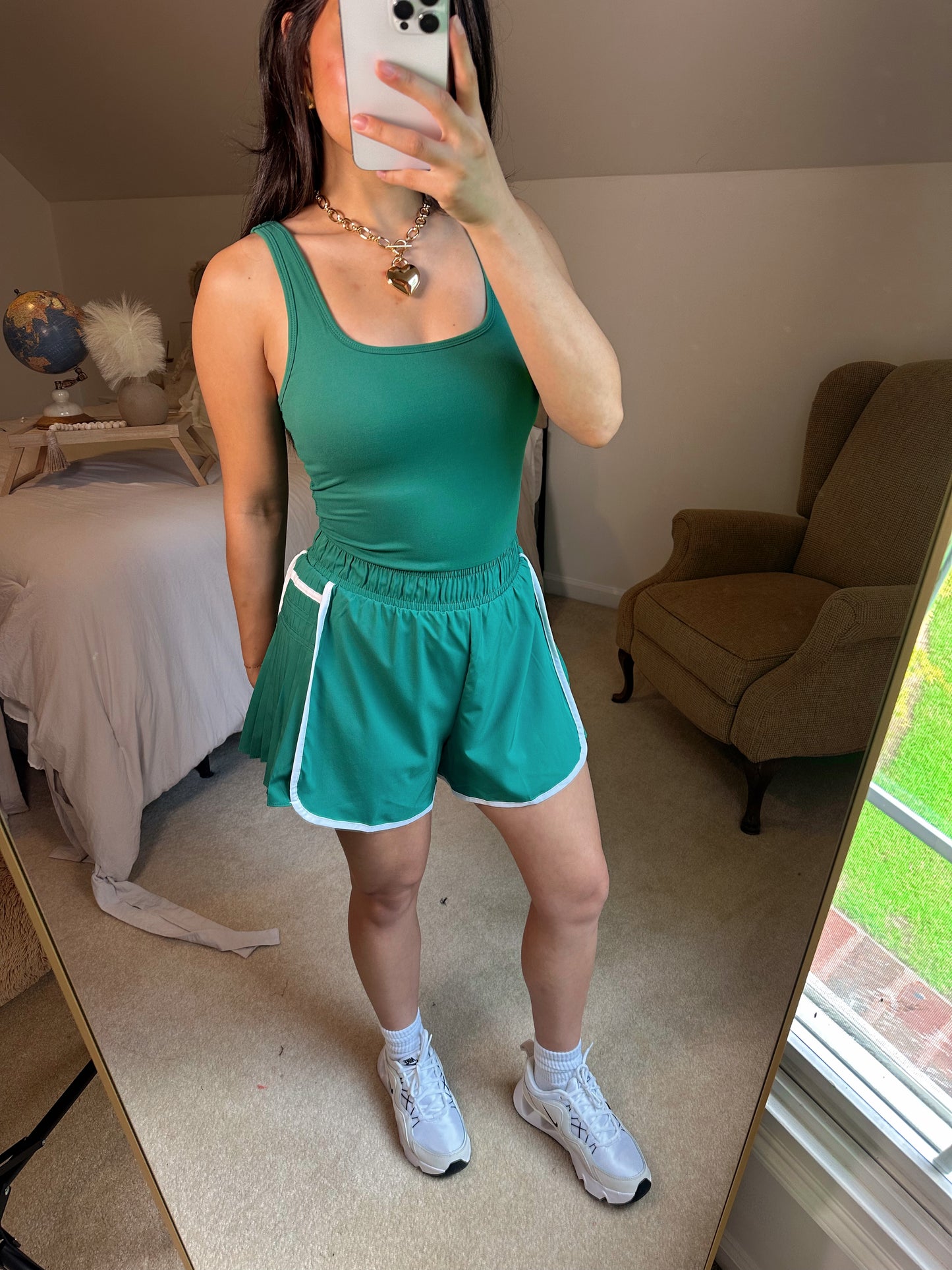 Kelly Green Butter Top & Ruffle Short Romper