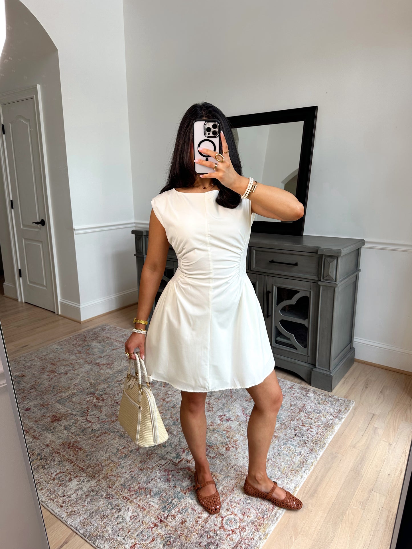 White Magnolia Pleated Dress