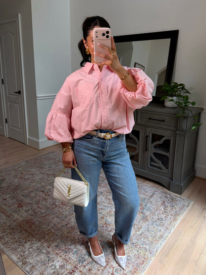 Peony Pink Bubble Hem Top