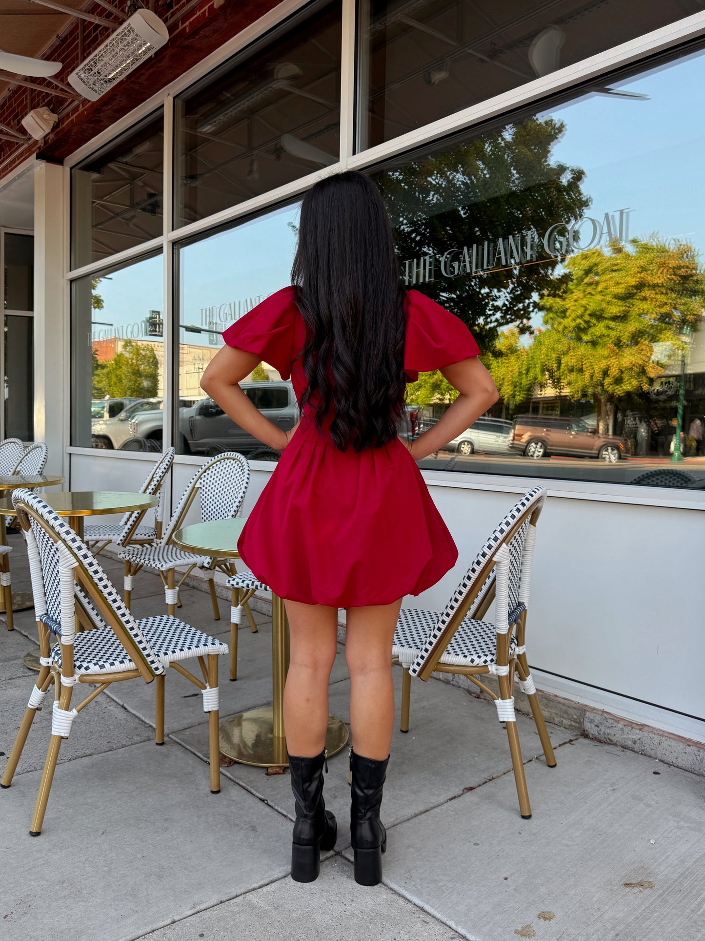 Deep Red Zip Up Bubble Dress